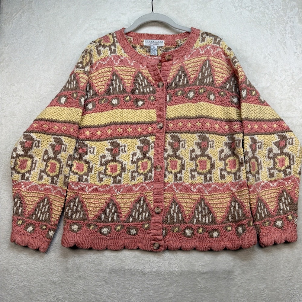 Aztec Tribal Knit Cardiganâ Womens Large Southwest Boho Button Front Sweater